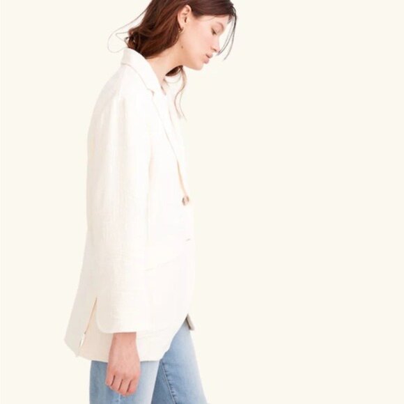 Madewell Cotton-Linen Relaxed Larsen Blazer in a cream color Size Large NWOT - Picture 3 of 15